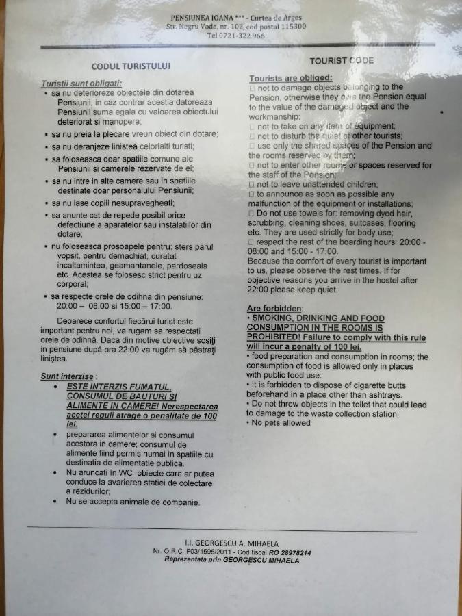 Pensiunea Ioana Curtea de Argeş Exteriör bild